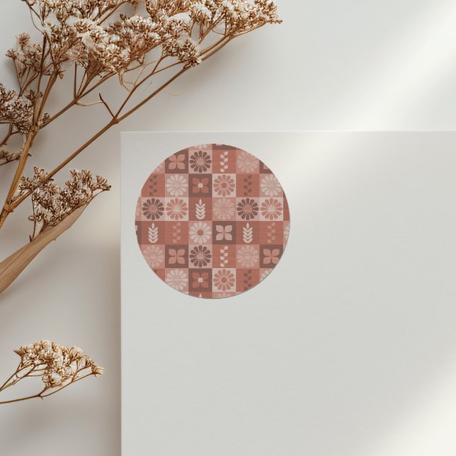 Adesivo Redondo Flores Rustic Brown Burlap Deixam Sticker (Criador carregado)