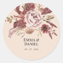 Flores Rusticas de Outono em Bege Claro Aquarela