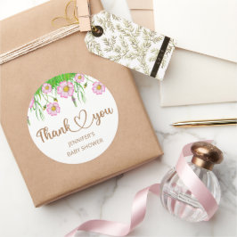 Adesivo Redondo Flores selvagens bebê em chá de fraldas