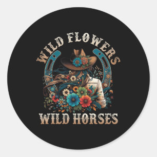 Adesivo Redondo Flores Selvagens de Cowgirl dos Sundes Meridionais