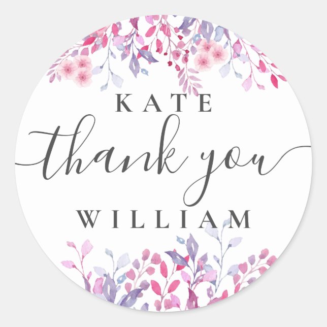 Adesivo Redondo Flores selvagens de púrpura (Frente)