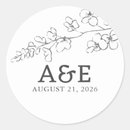 Adesivo Redondo Flores Selvagens Retornadas à Mão Simples e Elegan