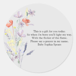 Adesivo Redondo Flores selvagens - Rótulo da vela de oração