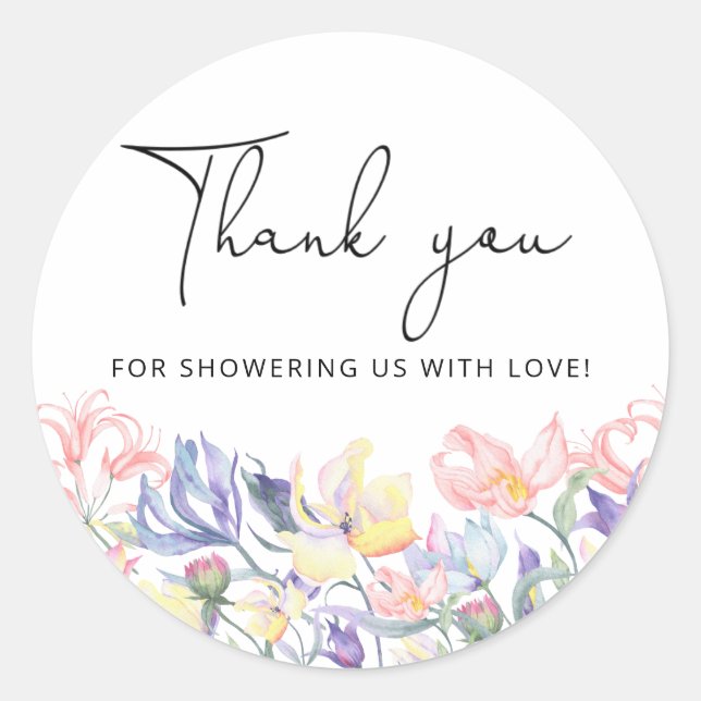 Adesivo Redondo Flores selvagens te obrigado (Frente)