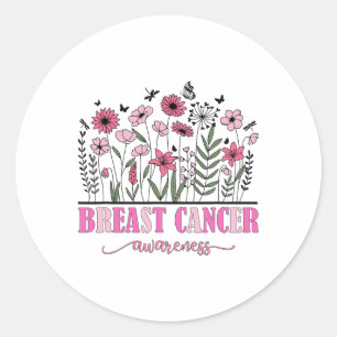 Adesivo Redondo Flores Sensibilização para o Cancer Mulheres Cance