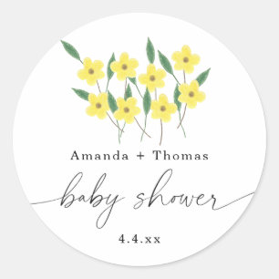 Adesivo Redondo Flores Silvestres Amarelas - Chás de Bebê