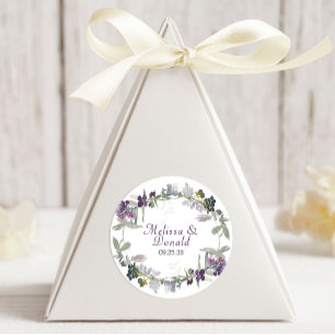 Adesivo Redondo Flores Silvestres Aquarela Lavanda Casamento Flora