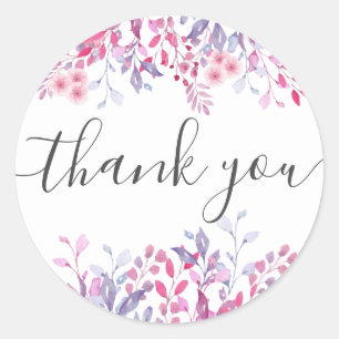 Adesivo Redondo Flores Silvestres Aquarela País Roxo Floral