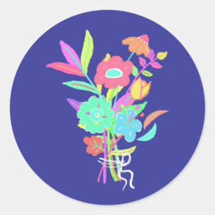 Adesivo Redondo Flores Silvestres de Neon