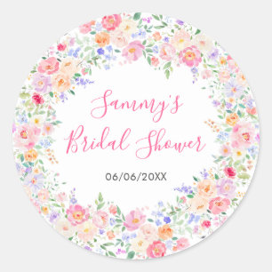 Adesivo Redondo Flores Silvestres de Verão Chuveiro Nupcial Floral