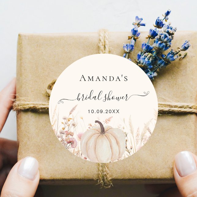 Adesivo Redondo Flores silvestres outono pêssego bege chá de bebê  (Criador carregado)