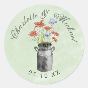 Adesivo Redondo Flores silvestres russas no clássico do casamento