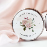 Adesivo Redondo Flores Simples De Aquarela Neutra De Boho | Casame<br><div class="desc">Esses adesivos de casamento simples e elegantes apresentam um buquê rústico de flores aquáticas e verde em tons neutros de pêssego,  terracota e marfim,  sobre um fundo branco com um sutil esplendor de aquarela.</div>