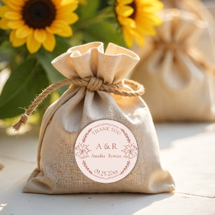 Adesivo Redondo Flores-sombra Favor do Casamento Obrigado