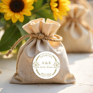 Adesivo Redondo Flores-sombra Favor do Casamento Obrigado