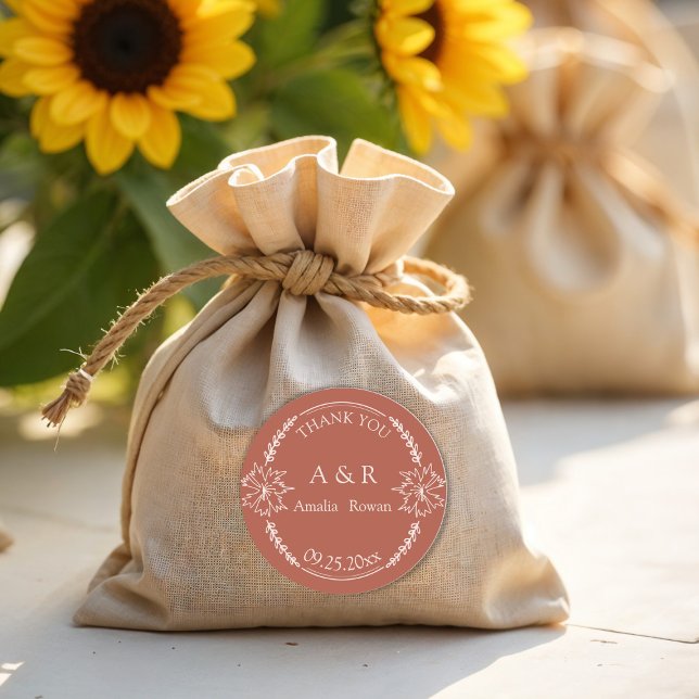 Adesivo Redondo Flores-sombra Favor do Casamento Obrigado (Criador carregado)