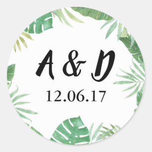 Adesivo Redondo Flores Tropicais Palmeiras Rastreadas Palm Deixar