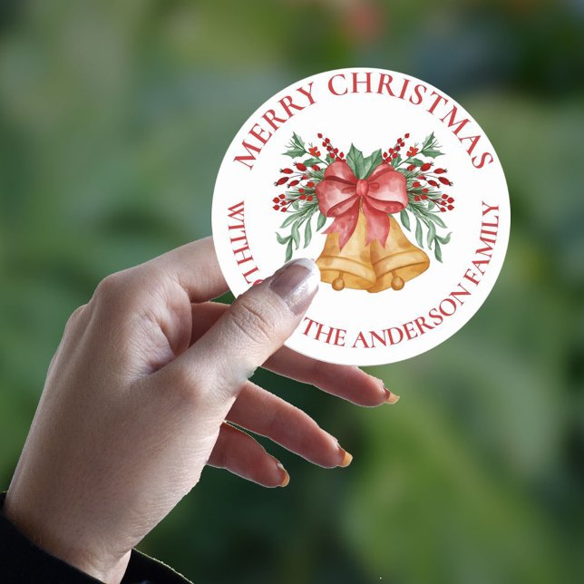 Adesivo Redondo Flores Vermelhas Cujas Berries Bell Arco Feliz Nat (Criador carregado)