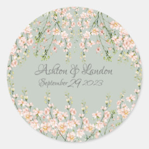 Adesivo Redondo Flores Vermelhos-Vermelhos Sage Floral Elegante Ve