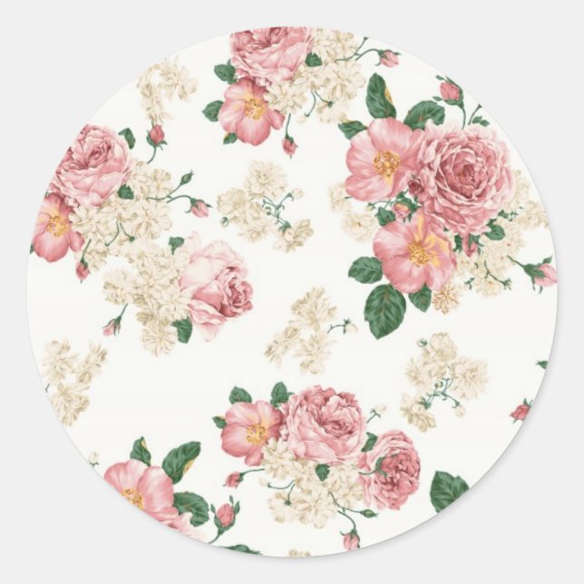 Adesivo Redondo Flores Vintage (Frente)