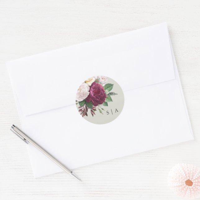 Adesivo Redondo flores vintage blooms (Envelope)