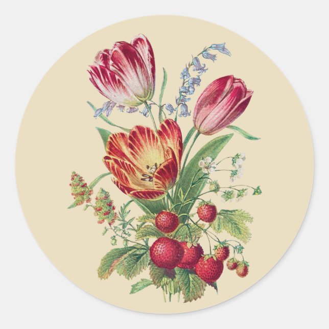 Adesivo Redondo Flores Vintage I (Frente)