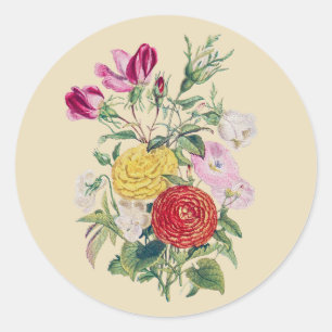 Adesivo Redondo Flores Vintage III