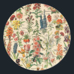 Adesivo Redondo Flores Vintage por Adolphe Millot<br><div class="desc">Flores Vintage de Adolphe Millot. Visite minha loja para obter um design mais interessante e mais opções de cores => zazzle.com/colorfulworld*</div>