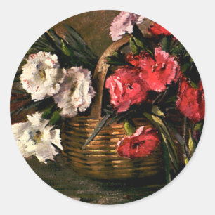 Adesivo Redondo Flores Vitorianas Antigas, Cravos Florais