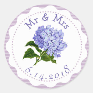 Adesivo Redondo Flores Wedding personalizadas do roxo das