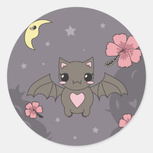 Adesivo Redondo Floresce o megabat
