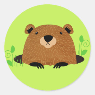 Adesivo Redondo Floresta adorável Groundhog