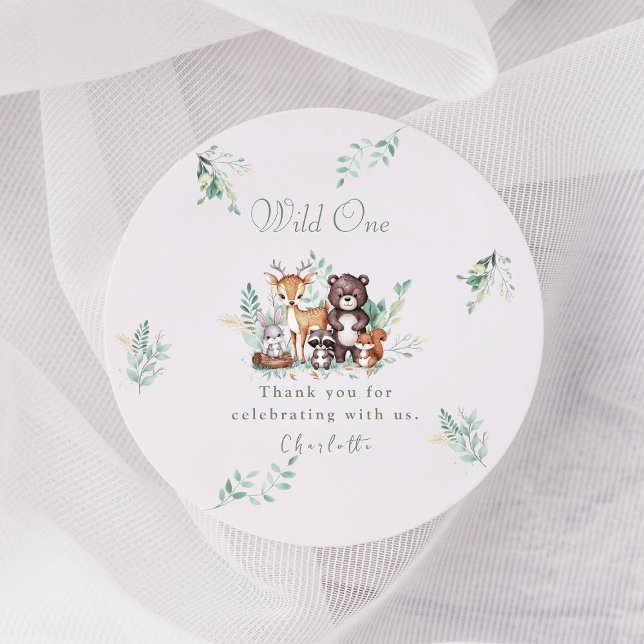 Adesivo Redondo Floresta Amigos no primeiro aniversário (Criador carregado)