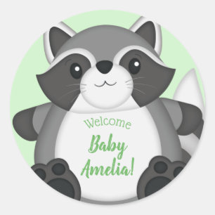 Adesivo Redondo Floresta Chá de fraldas Raccoon