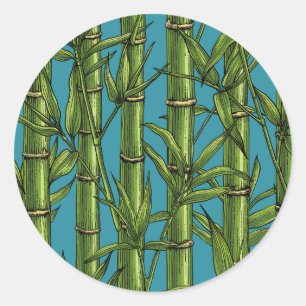 Adesivo Redondo Floresta de bambu em azul