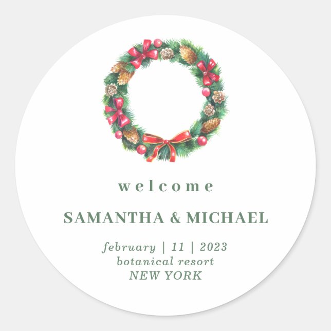 Adesivo Redondo Floresta de Casamento de Natal outono Inverno (Frente)