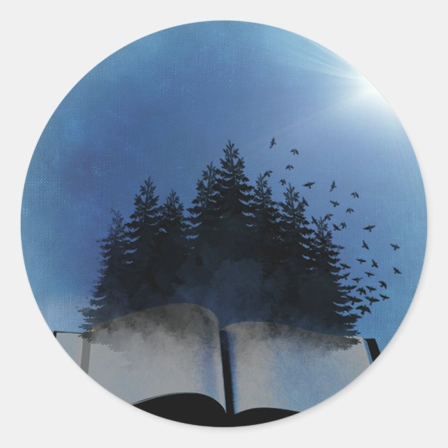 Adesivo Redondo Floresta de Livro Aberto (Frente)