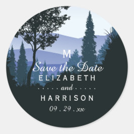 Adesivo Redondo Floresta de Madeira Azul, Casamento Russo