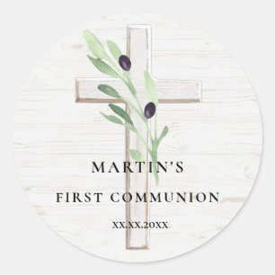 Adesivo Redondo Floresta de madeira branca do ramo oleícola Prime