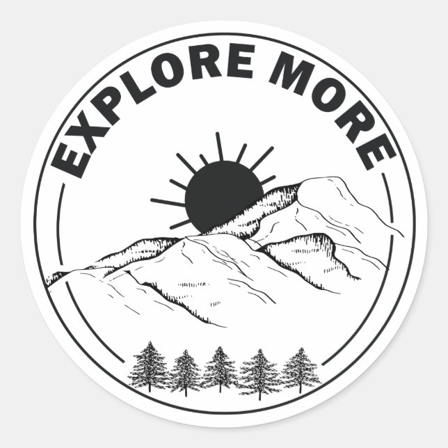 Adesivo Redondo Floresta de pinheiros com paisagem mínima (Frente)