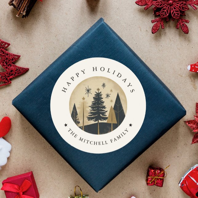 Adesivo Redondo Floresta Dourada Quente de Pinus (Criador carregado)