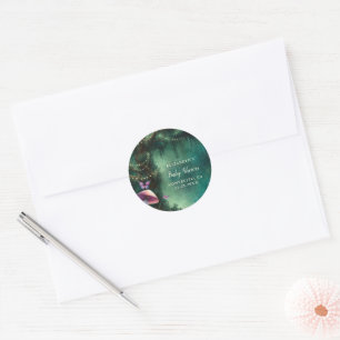 Adesivo Redondo Floresta Encantada Cogumelos Baby Shower Boas-Vind