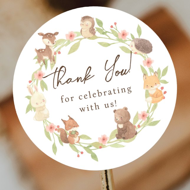 Adesivo Redondo Floresta Encantada Obrigado (Criador carregado)