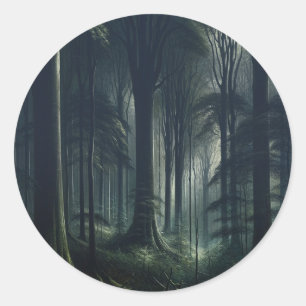 Adesivo Redondo Floresta Escura ao Crepúsculo Doce 16