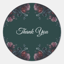 Adesivo Redondo Floresta Escura Verde Casamento Elegante Maroon Ma