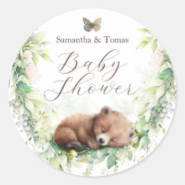 Adesivo Redondo Floresta Florestal Chá de Bebê Verde