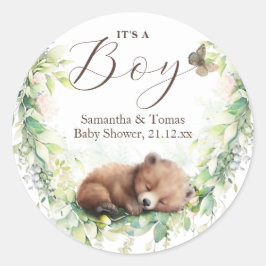 Adesivo Redondo Floresta Florestal Chá de Bebê Verde