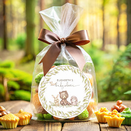 Adesivo Redondo Floresta Florestal Chá de fraldas de Madeira