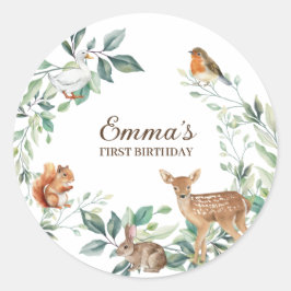 Adesivo Redondo Floresta Florestal Florestal Primeiro Aniversário