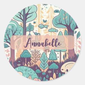 Adesivo Redondo Floresta Mágica Cuta Kawaii Personalizada